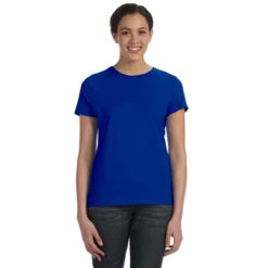 Hanes Women's Deep Royal 4.5 Oz. 100% Ringspun Cotton Nano-T T-Shirt