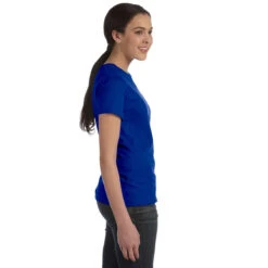 Hanes Women's Deep Royal 4.5 Oz. 100% Ringspun Cotton Nano-T T-Shirt -Sportswear Shop SL04 Deep Royal HTS