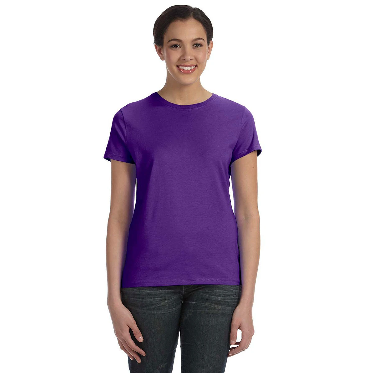 Hanes Women's Purple 4.5 Oz. 100% Ringspun Cotton Nano-T T-Shirt 1 Hanes Women's Purple 4.5 Oz. 100% Ringspun Cotton Nano-T T-Shirt
