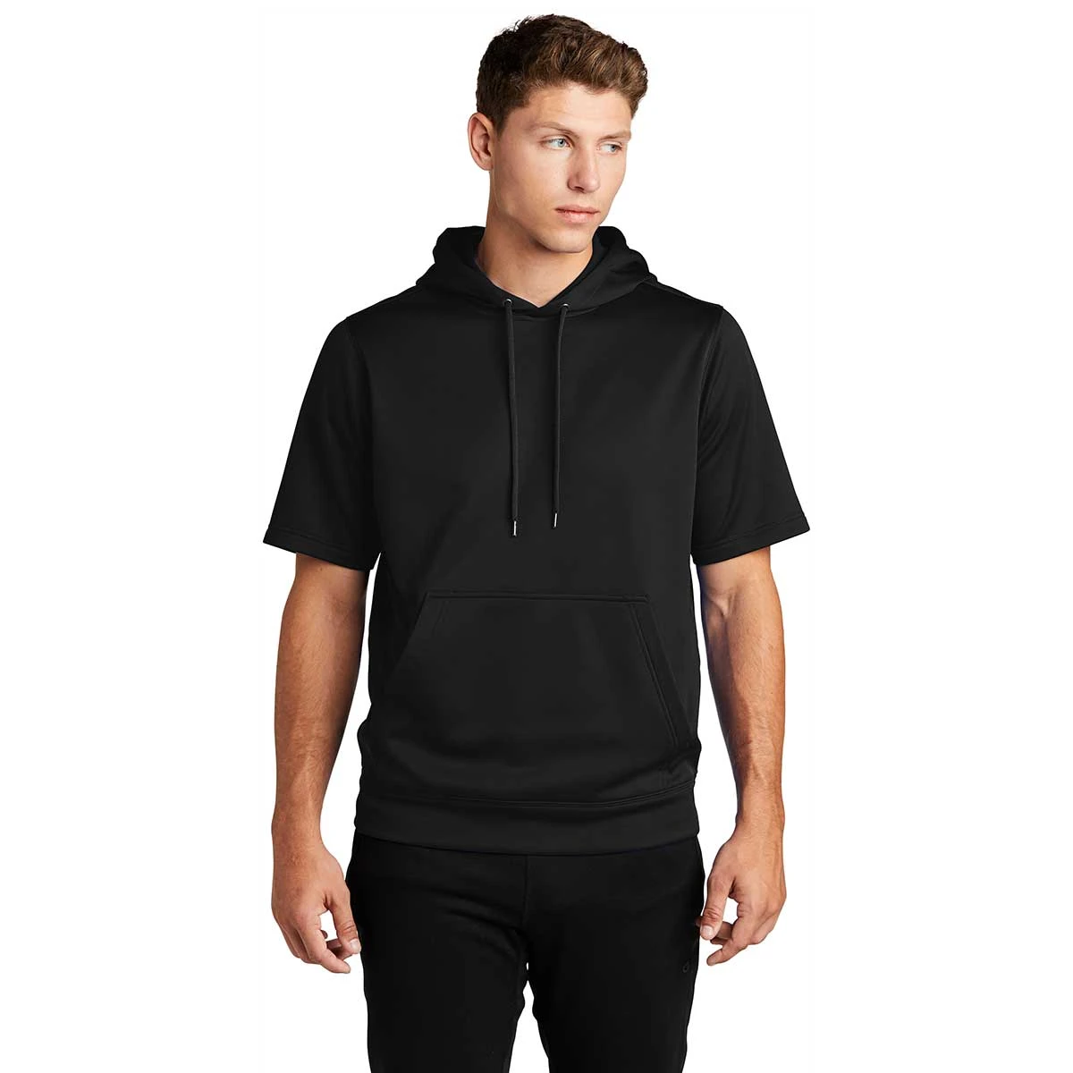 Sport-Tek Men's Black Sport-Wick Fleece Short Sleeve Pullover Hoodie 4 Sport-Tek Men's Black Sport-Wick Fleece Short Sleeve Pullover Hoodie - Image 4