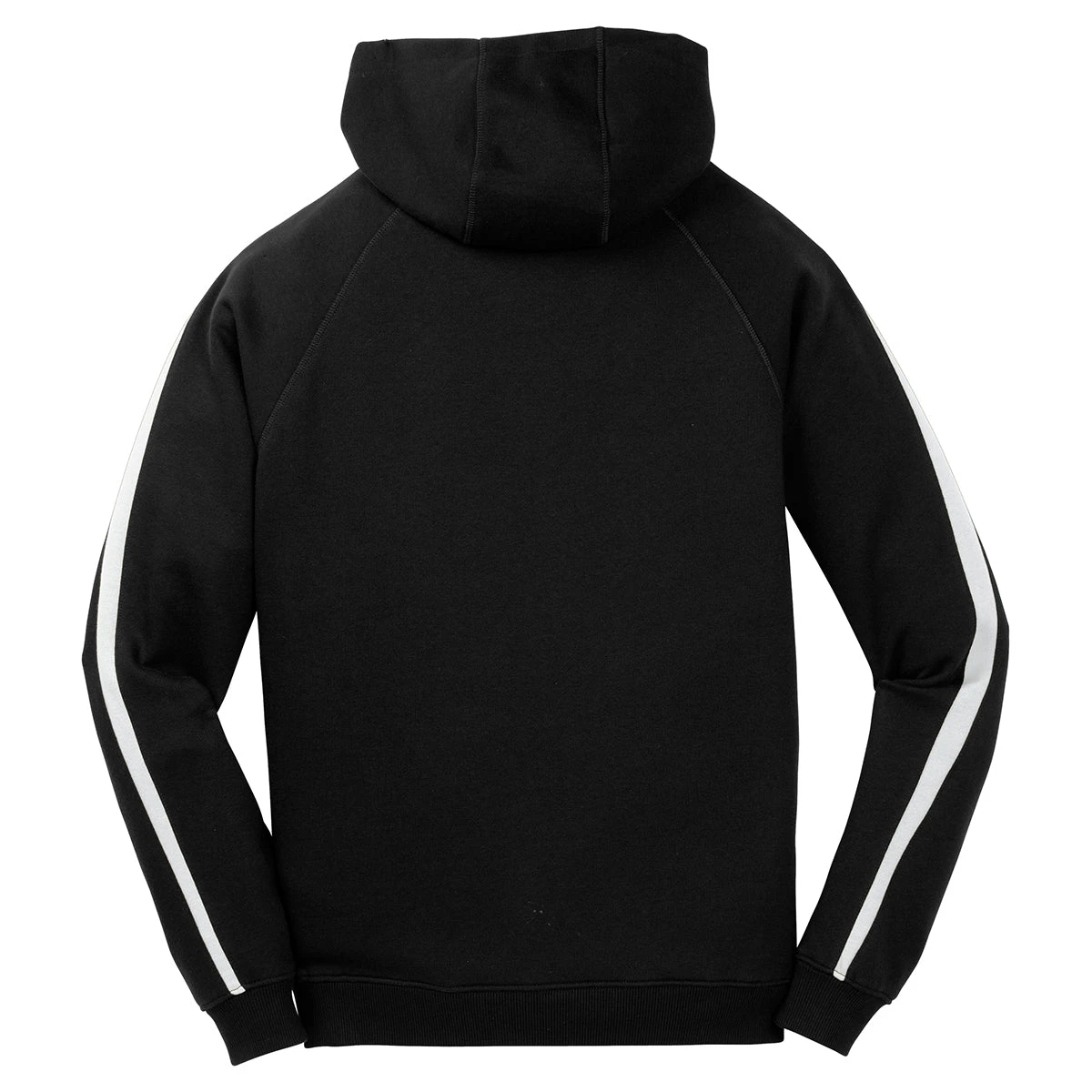 Sport-Tek Men's Black/ White Sleeve Stripe Pullover Hooded Sweatshirt 2 Sport-Tek Men's Black/ White Sleeve Stripe Pullover Hooded Sweatshirt - Image 2