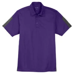 Sport-Tek Men's Purple/Grey PosiCharge Active Textured Colorblock Polo