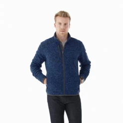 Elevate Men's Metro Blue Heather Tremblant Knit Jacket -Sportswear Shop TM18610 Metro Blue Heather HTF