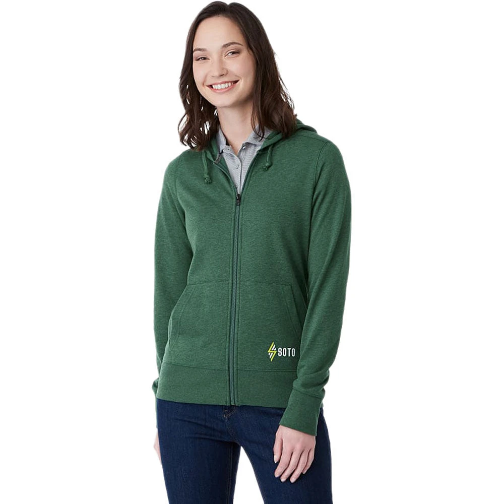 Elevate Women's Juniper Heather Argus Eco Fleece Full Zip Hoody 3 Elevate Women's Juniper Heather Argus Eco Fleece Full Zip Hoody - Image 3