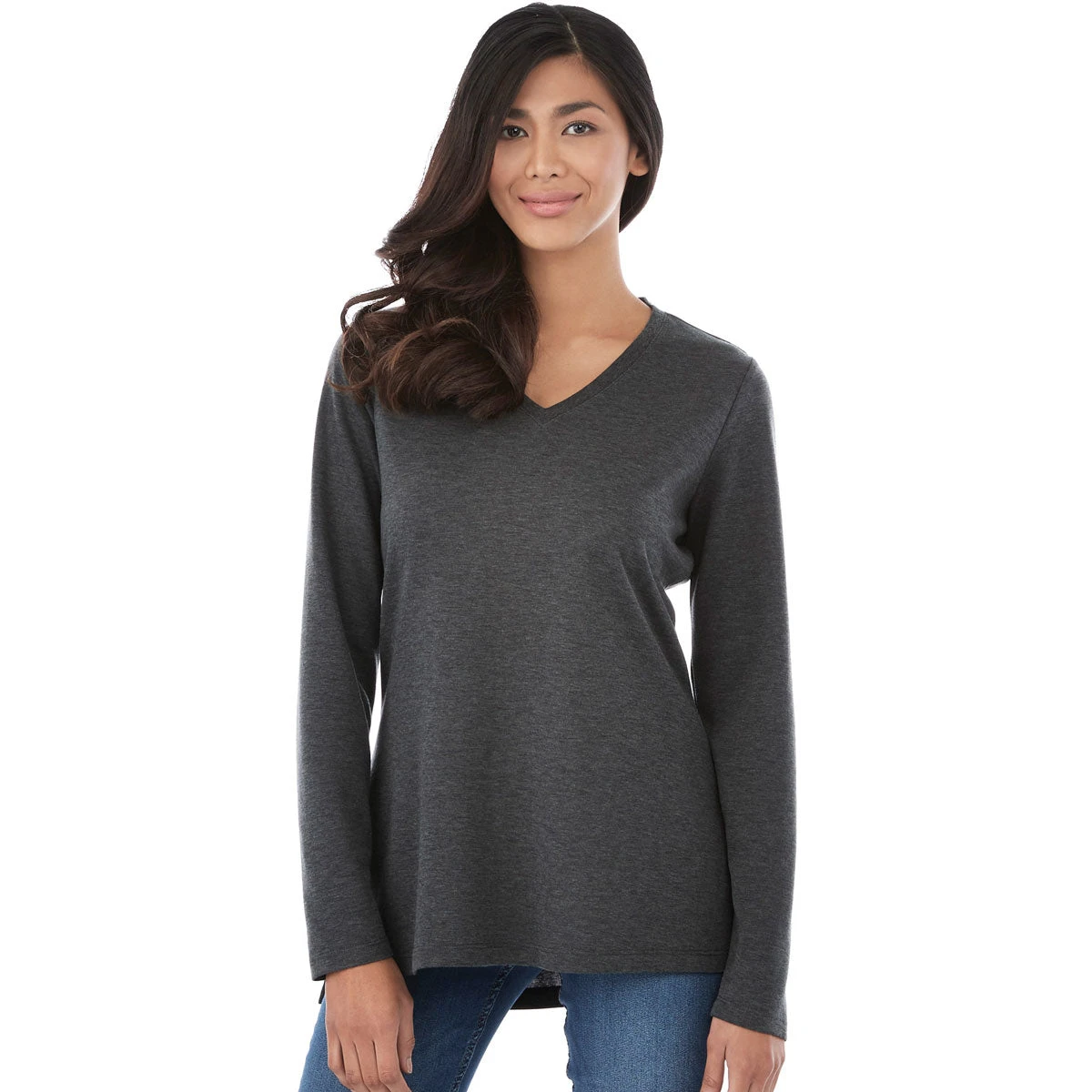 Elevate Women's Heather Dark Charcoal Bromley Knit V-Neck 3 Elevate Women's Heather Dark Charcoal Bromley Knit V-Neck - Image 3