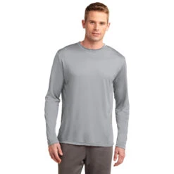 Sport-Tek Men's Silver Tall Long Sleeve PosiCharge Competitor Tee