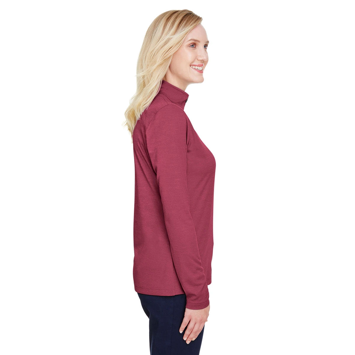 Team 365 Women's Sport Maroon Heather Zone Sonic Heather Performance Quarter-Zip 5 Team 365 Women's Sport Maroon Heather Zone Sonic Heather Performance Quarter-Zip - Image 5