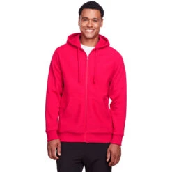 Team 365 Men's Sport Red Zone HydroSport Heavyweight Full-Zip Hooded Sweatshirt -Sportswear Shop TT95 QU HTF