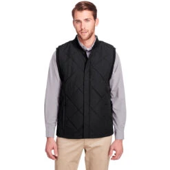 UltraClub Men's Black Dawson Quilted Hacking Vest -Sportswear Shop UC709 9K HTF