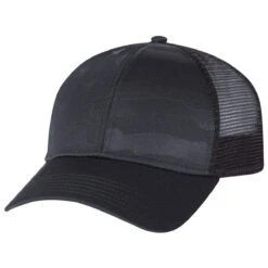 Outdoor Cap Black Debossed Stars And Stripes With Mesh Back