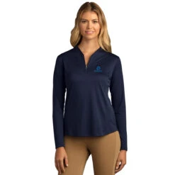 Greg Norman Women's Navy Play Dry Tulip Neck 1/4-Zip -Sportswear Shop WNS8K464 Navy HTF