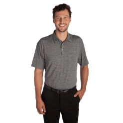 Zusa Men's Steel/Black Heather Stripe Polo -Sportswear Shop Z200 Model