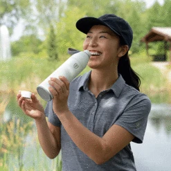 Zusa 3 Day Women's Steel/Black Heather Stripe Polo -Sportswear Shop Zusa Grey Polo