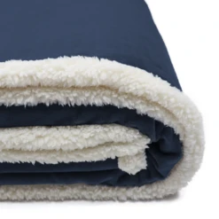 Zusa Navy/Ivory Oversized Sherpa ZZZs Blanket -Sportswear Shop Zzz navy folded 1