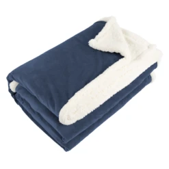 Zusa Navy/Ivory Oversized Sherpa ZZZs Blanket -Sportswear Shop Zzz navy 1