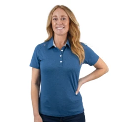 Zusa 3 Day Women's Dark Lagoon Heather Itasca Polo -Sportswear Shop itasca blue front 1